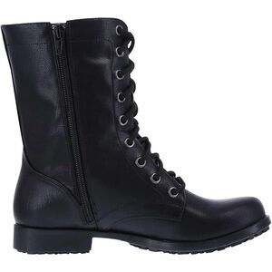 Safe-t-Step Black Faux Leather Combat Boots